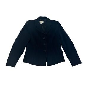Petite Sophisticate Black Wool Cashmere Blend 3-Button Blazer Jacket Womens 6